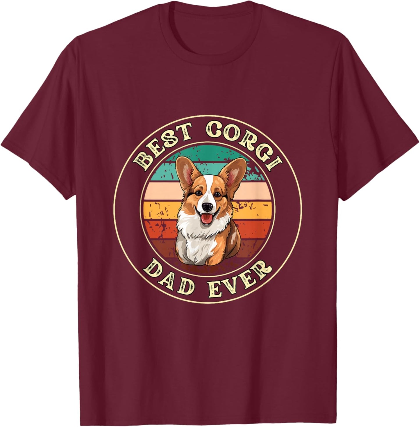 Funny Corgi Dad Gift T-Shirt - T-Shirt | Maroon