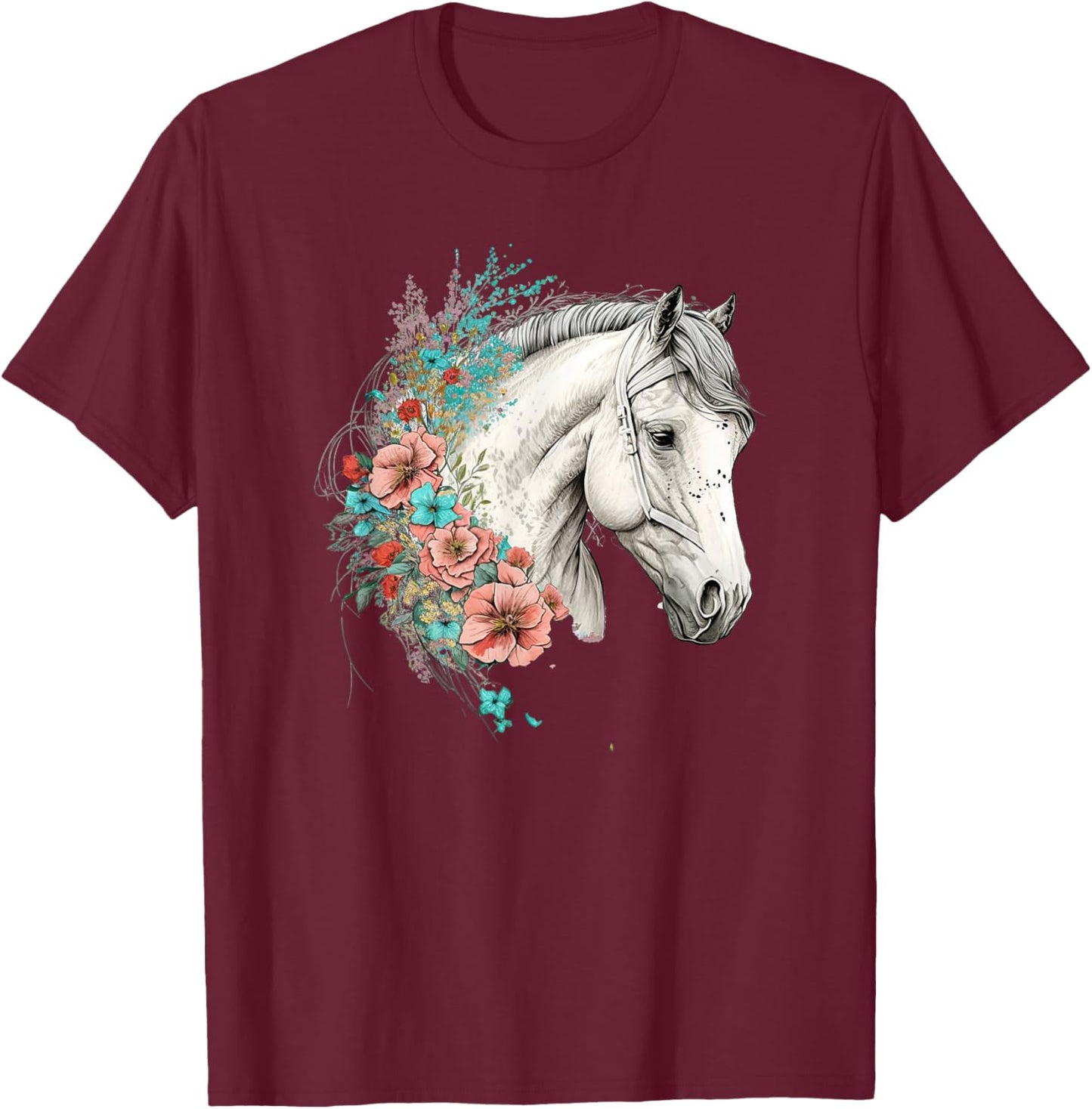 Horse Women kids Girls Riding Horse Lover T-Shirt - T-Shirt | Maroon