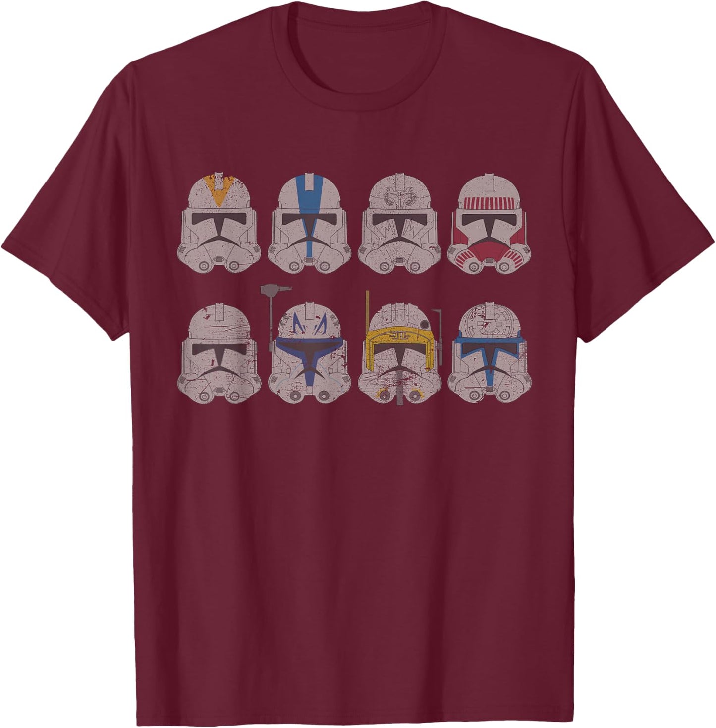 Star Wars Clone Wars Clone Troopers Helmets T-Shirt - T-Shirt | Maroon