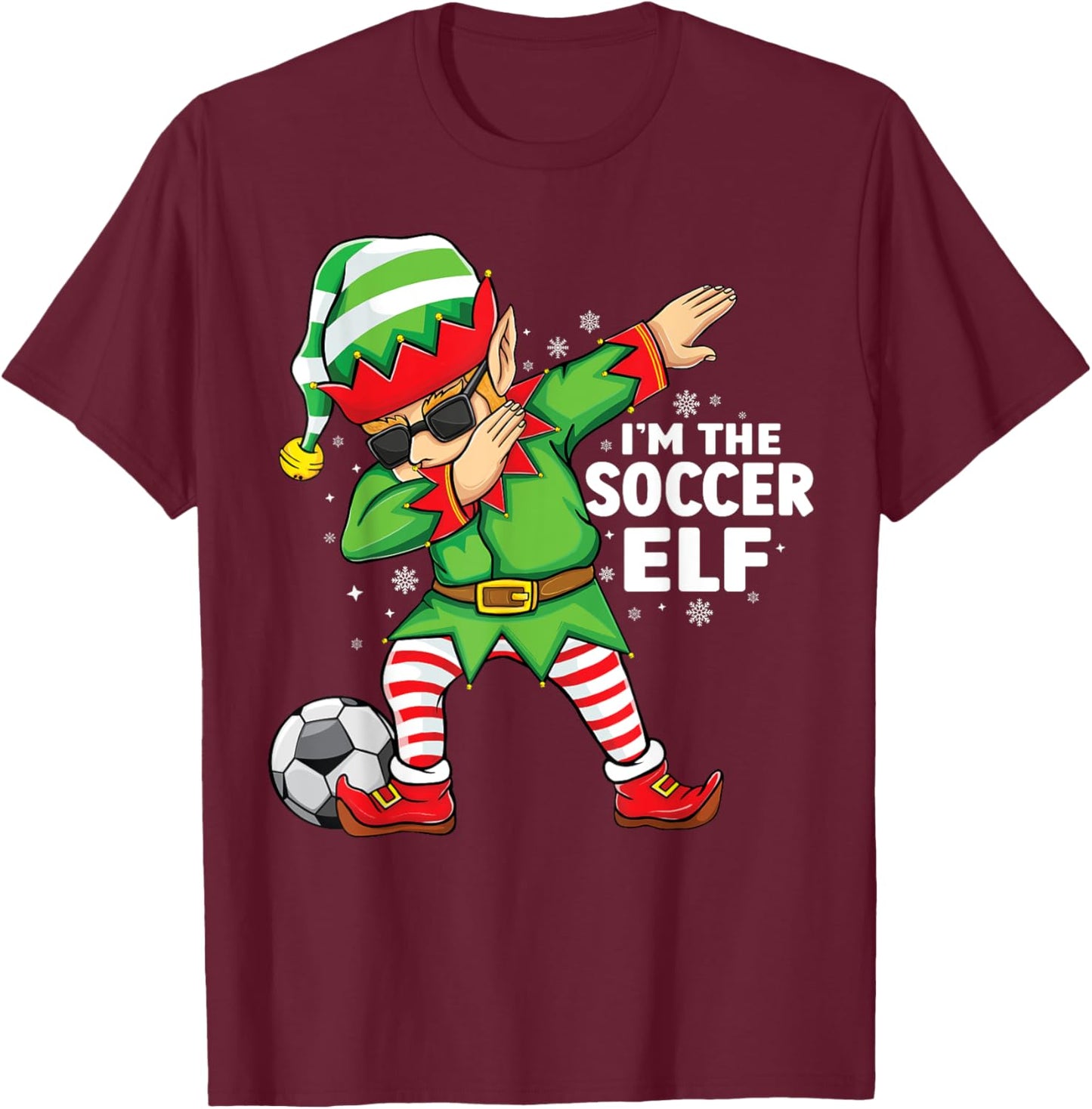 The Soccer Elf Group Matching dabbing elf soccer Christmas T-Shirt - T-Shirt | Maroon