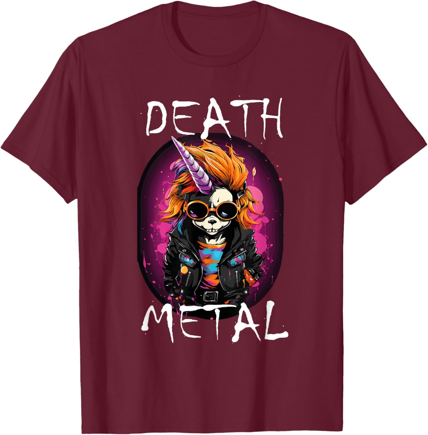 Death Metal Einhorn Rock Band Grind Core Thrash Speed Metal T-Shirt - T-Shirt | Maroon