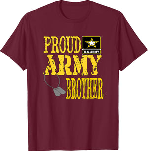 Proud Army Brother Military Pride T-Shirt - T-Shirt | Maroon