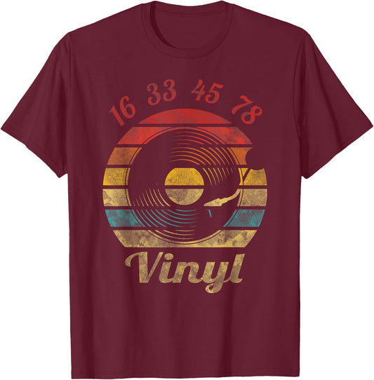 16 33 45 78 RPM Vinyl Retro Record Vintage Music T-Shirt - T-Shirt | Maroon