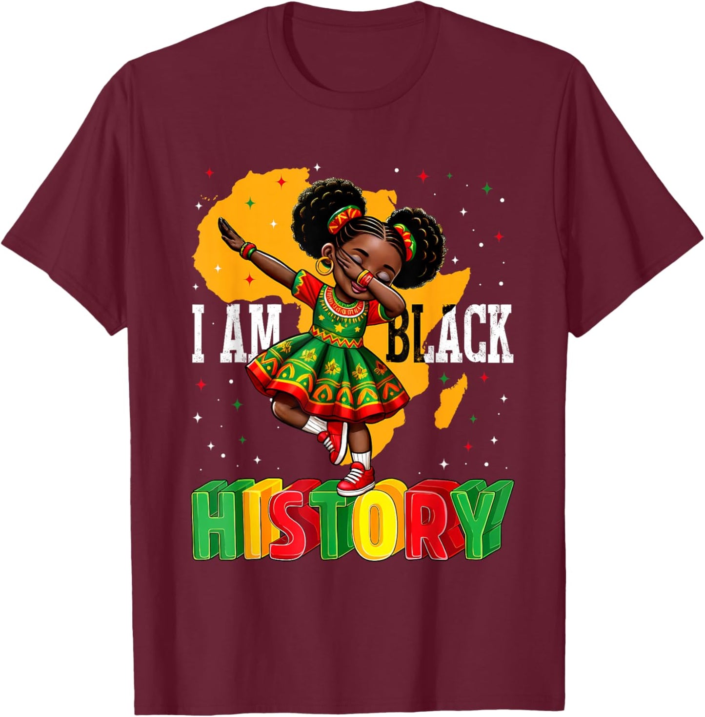 African American Girl Kid I Am Black History Month T-Shirt - T-Shirt | Maroon