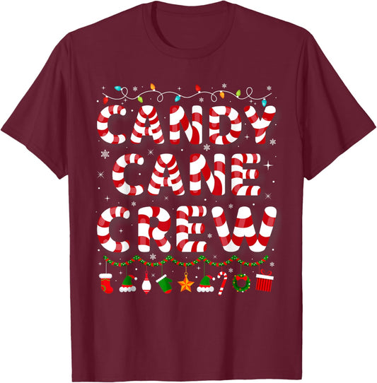 Candy Cane Crew Funny Christmas Candy Cane Lover Xmas Pajama T-Shirt - T-Shirt | Maroon