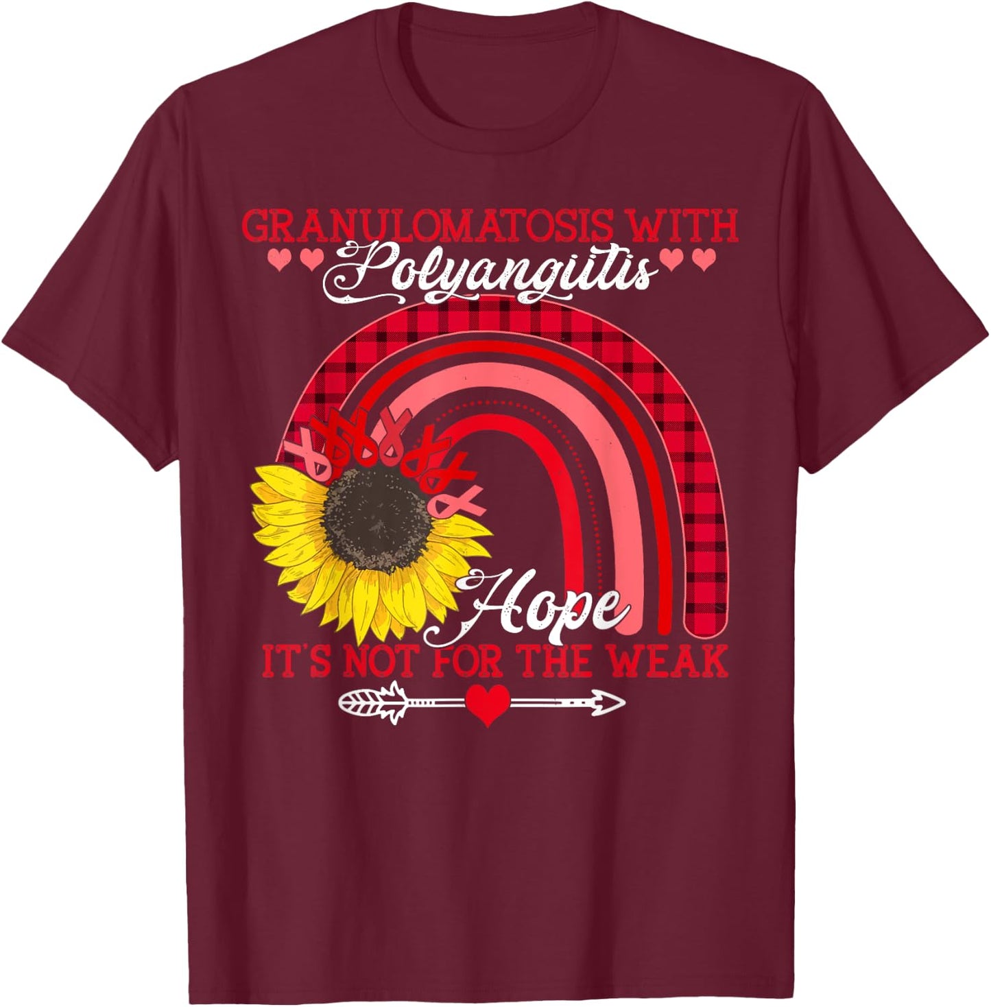 Sunflower Granulomatosis with Polyangiitis Awareness T-Shirt - T-Shirt | Maroon