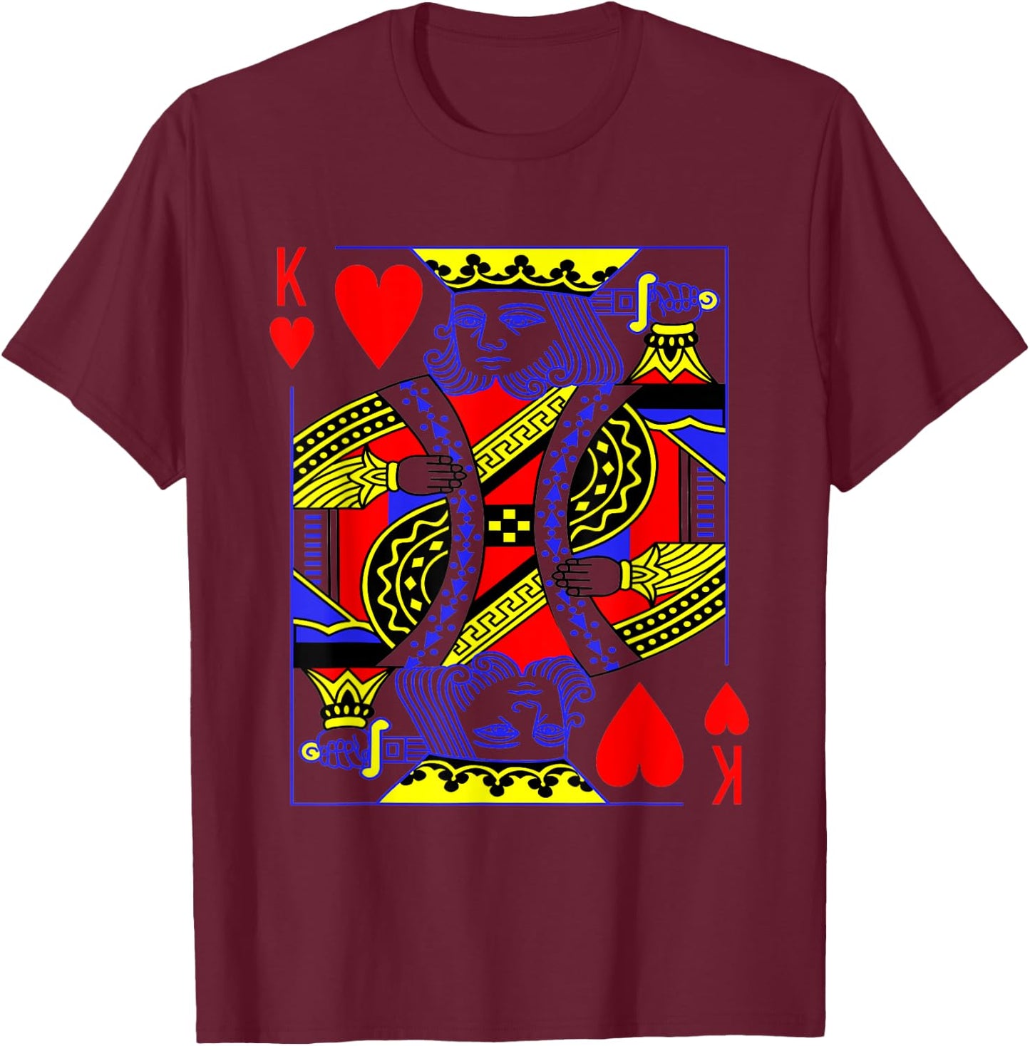Funny King of Hearts Costume Magic Poker Card Math Geek T-Shirt - T-Shirt | Maroon