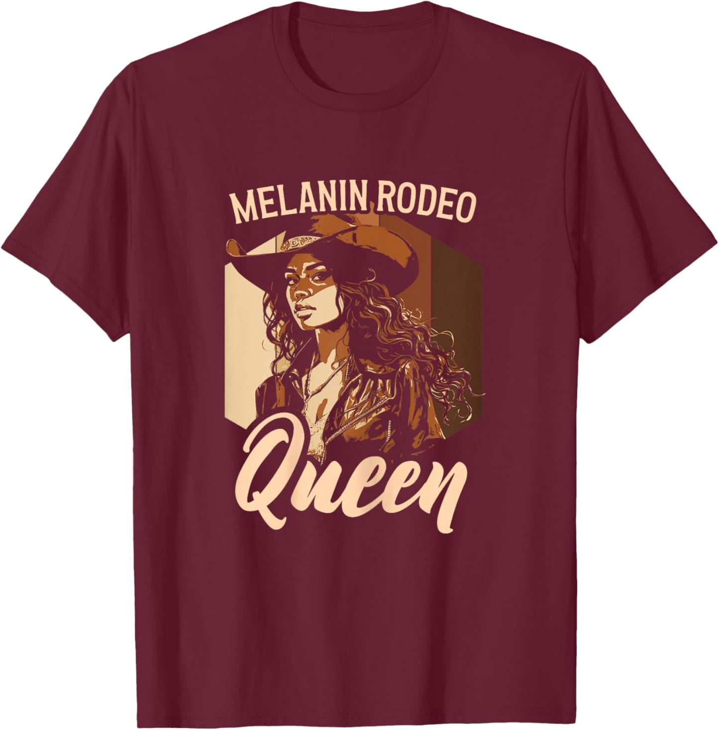 Melanin Rodeo Queen Bronc Riding African American T-Shirt - T-Shirt | Maroon