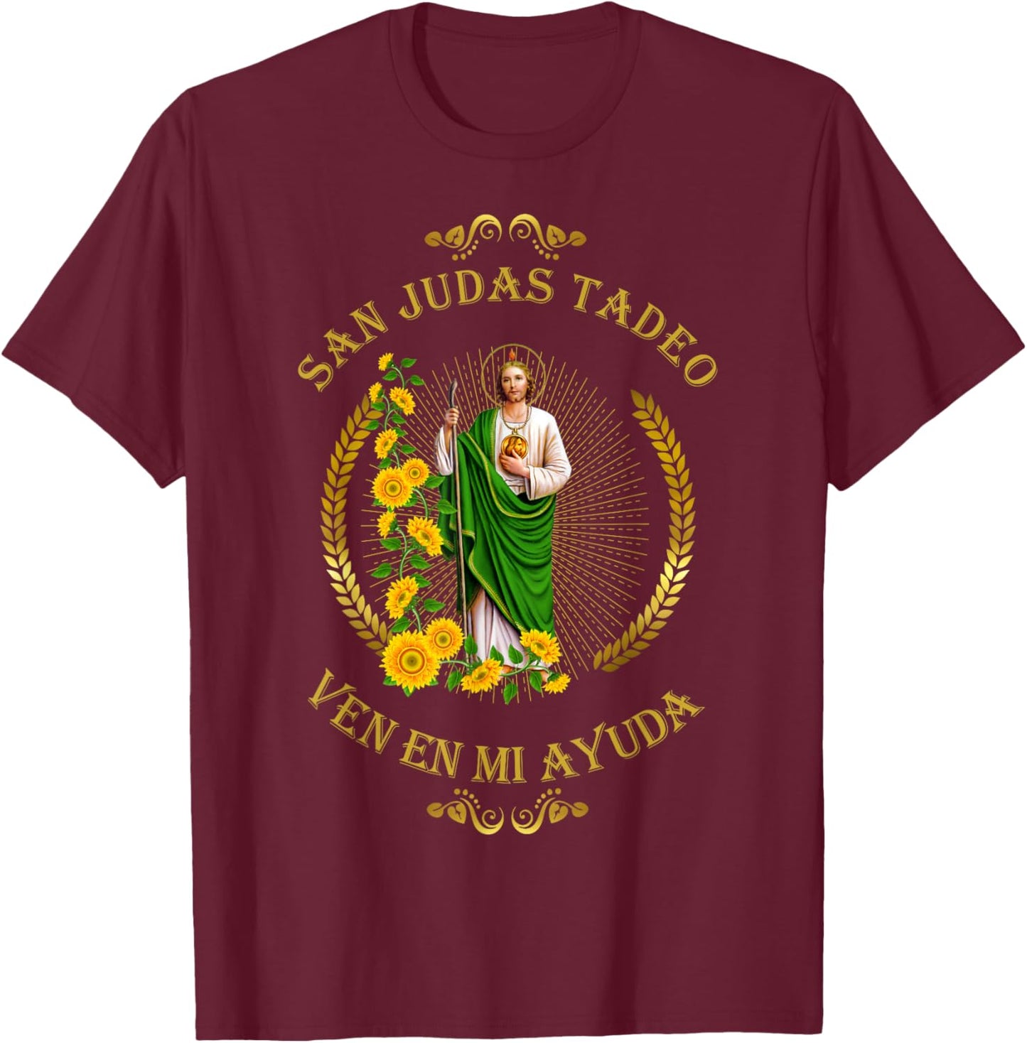 San Judas Tadeo Siempre A Mi Lado Spanish Jesus T-Shirt - T-Shirt | Maroon