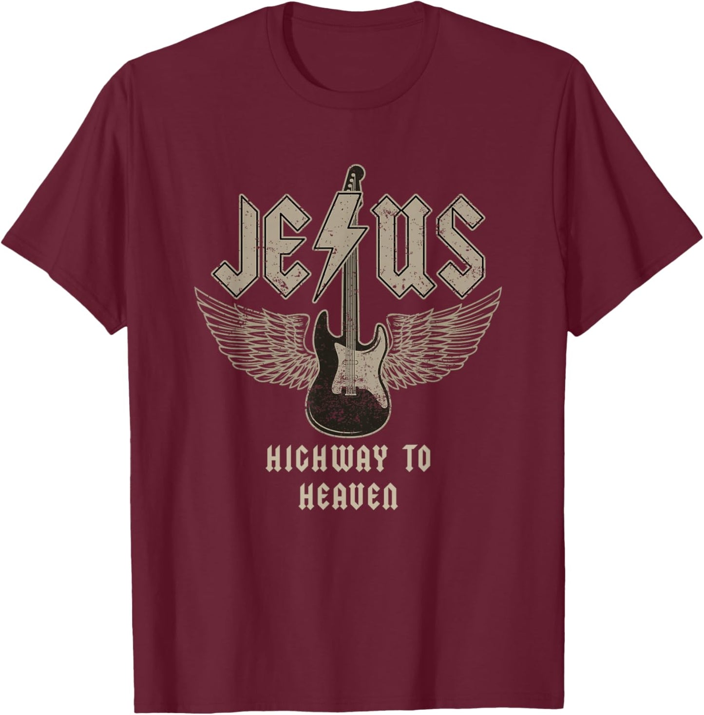 Jesus Rock and Roll Christian Music Worship Bible Verse T-Shirt - T-Shirt | Maroon