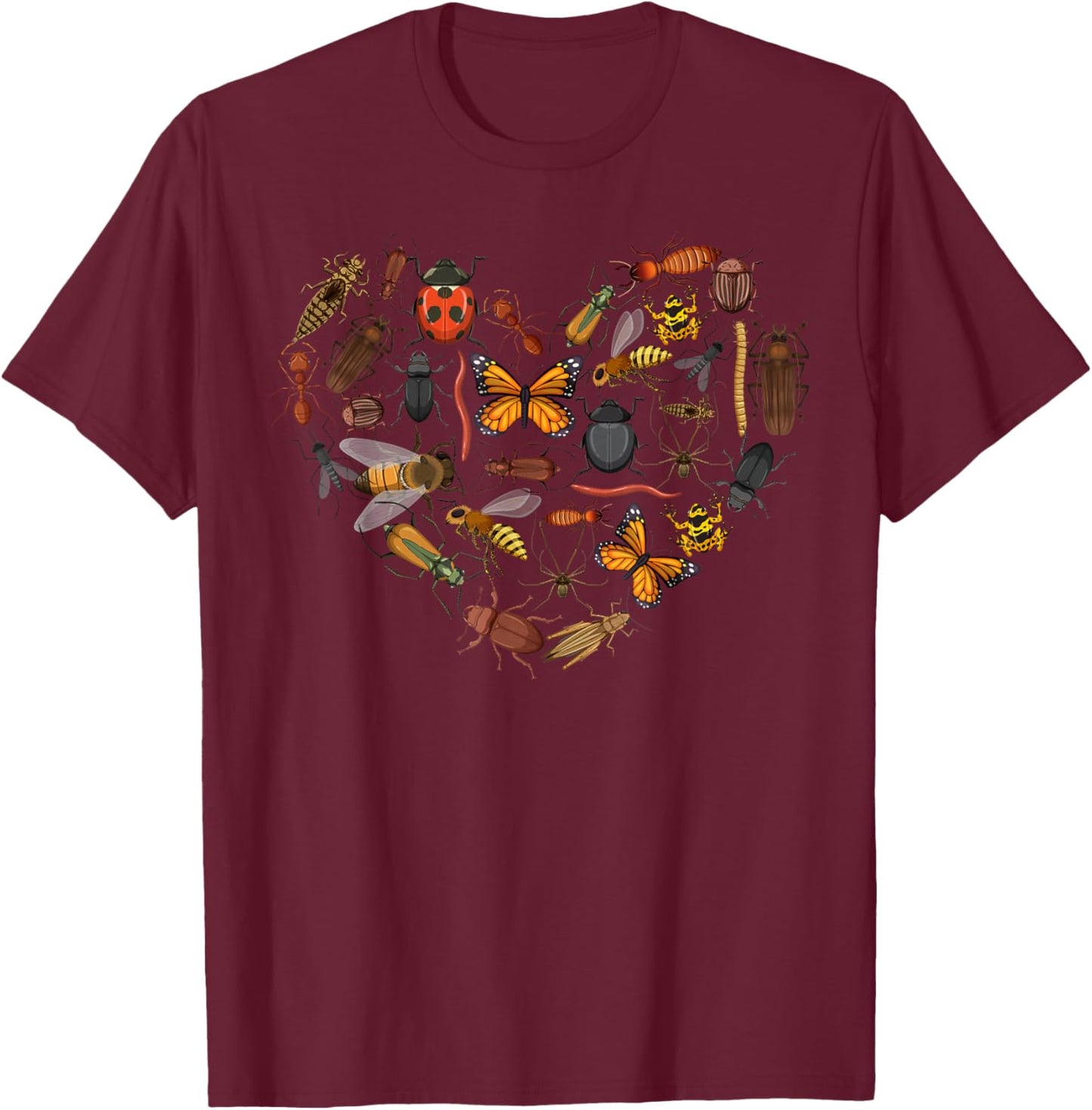 Valentine Bug Lover Insects Love Heart Entomologist T-Shirt - T-Shirt | Maroon