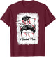 Baseball Mom Mama Messy Bun Baseball Player Son T-Shirt - T-Shirt | Maroon
