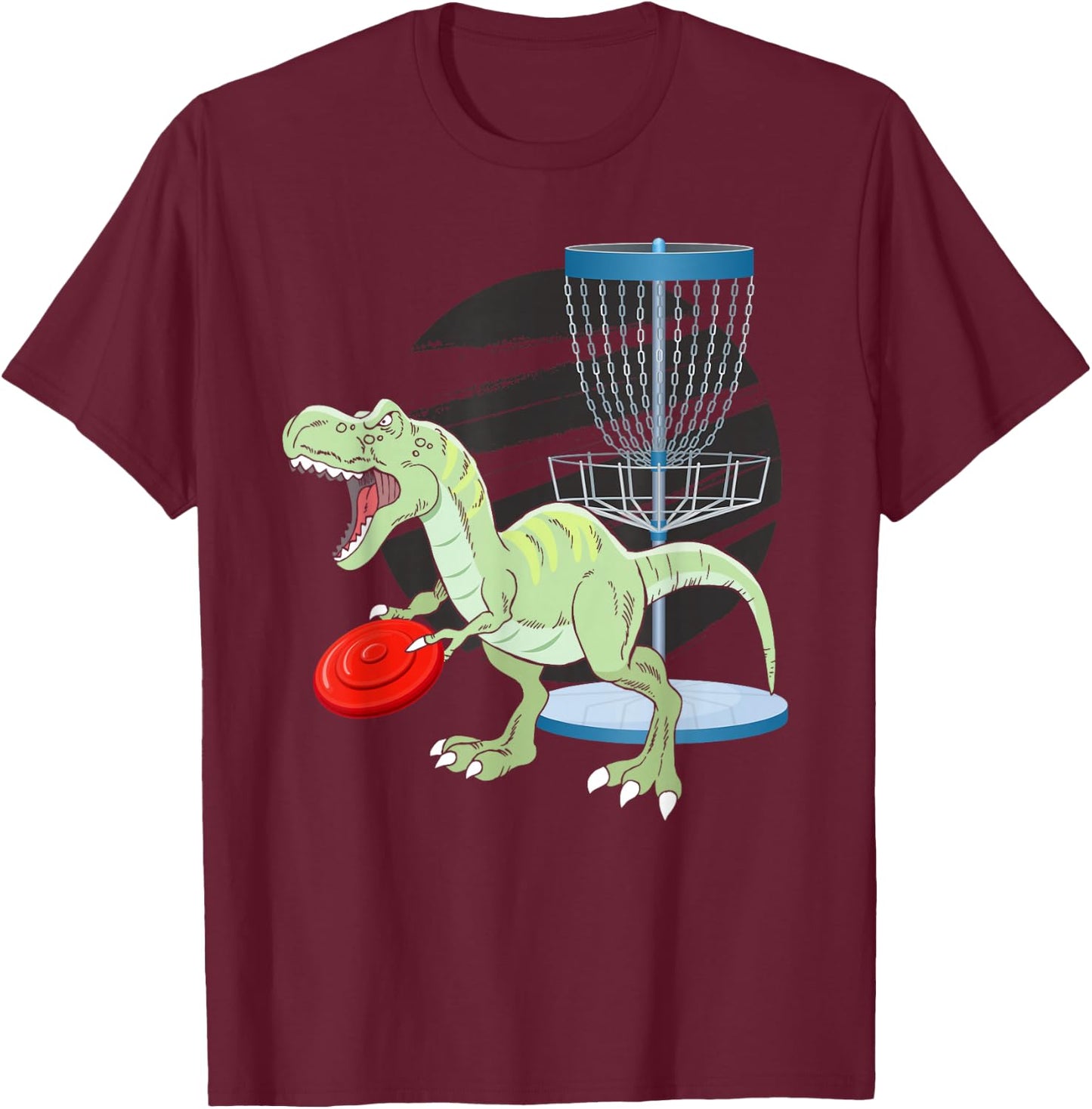 T Rex Frisbee Dinosaur Recreational Tosser Dino Disc Golf T-Shirt - T-Shirt | Maroon