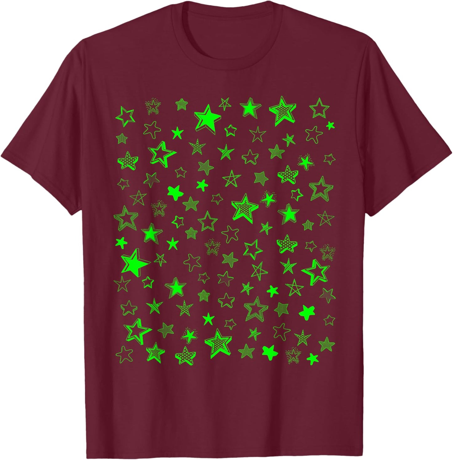 100 Days of School Teachers Kids Child Smarter Green Stars T-Shirt - T-Shirt | Maroon
