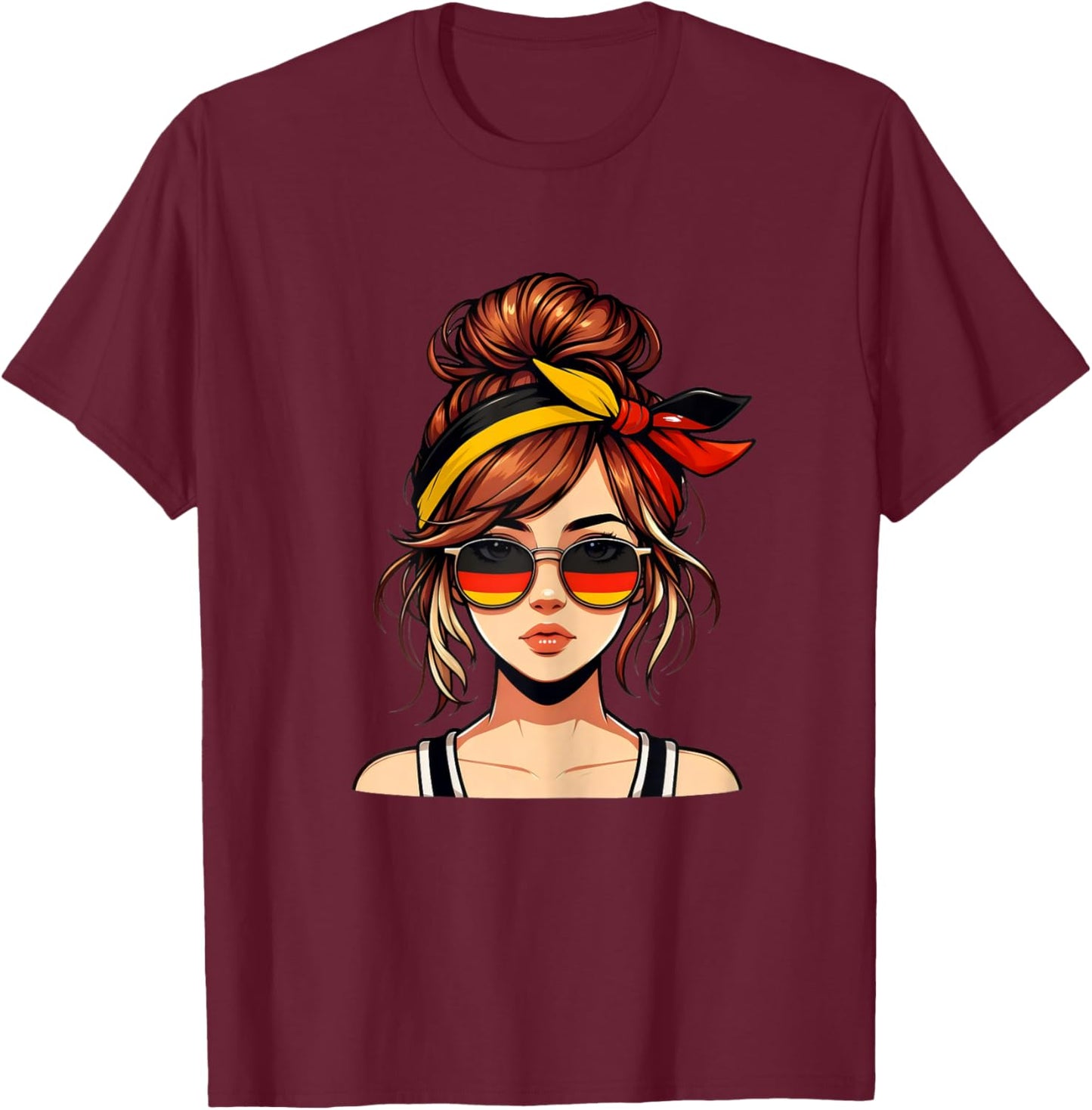 German Girl Deutsches Mädchen Deutschland Flagge T-Shirt - T-Shirt | Maroon