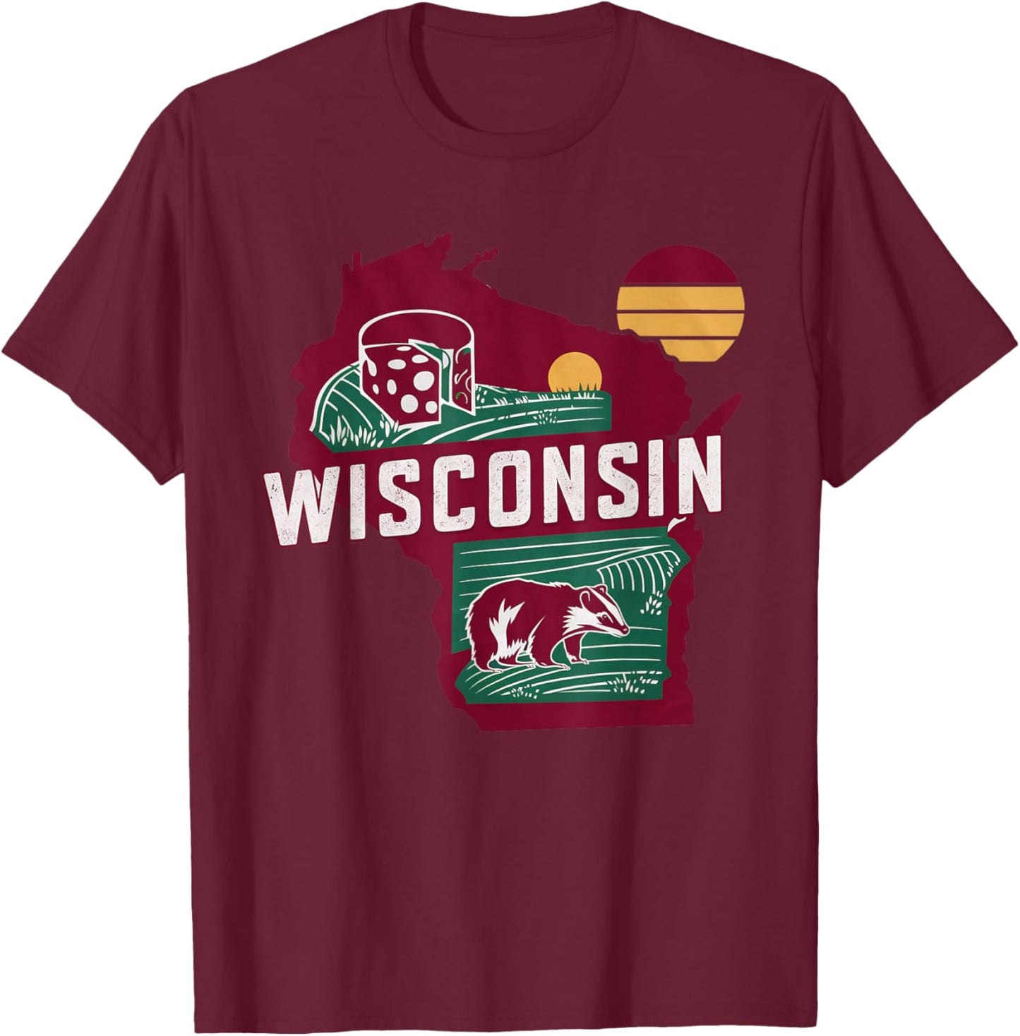 Wisconsin State of Wisconsin Retro Wisconsin T-Shirt - T-Shirt | Maroon