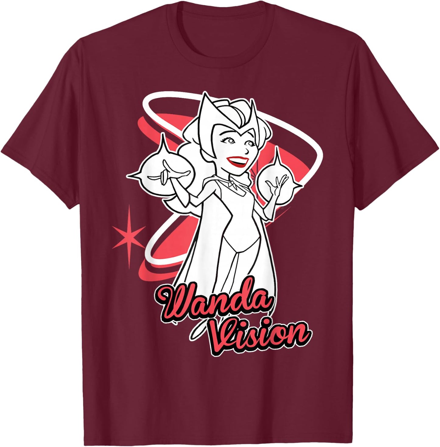 Marvel WandaVision Scarlet Witch Retro Cartoon T-Shirt - T-Shirt | Maroon