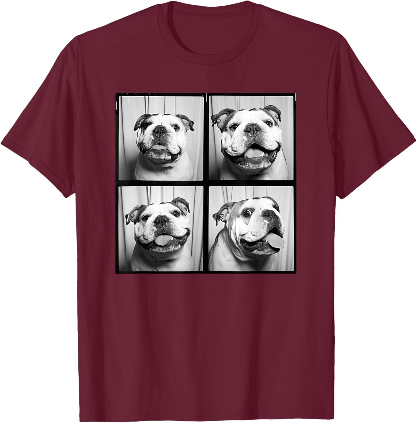 English Bulldog Puppy Face Pet Portrait Bulldog Mom T-Shirt - T-Shirt | Maroon