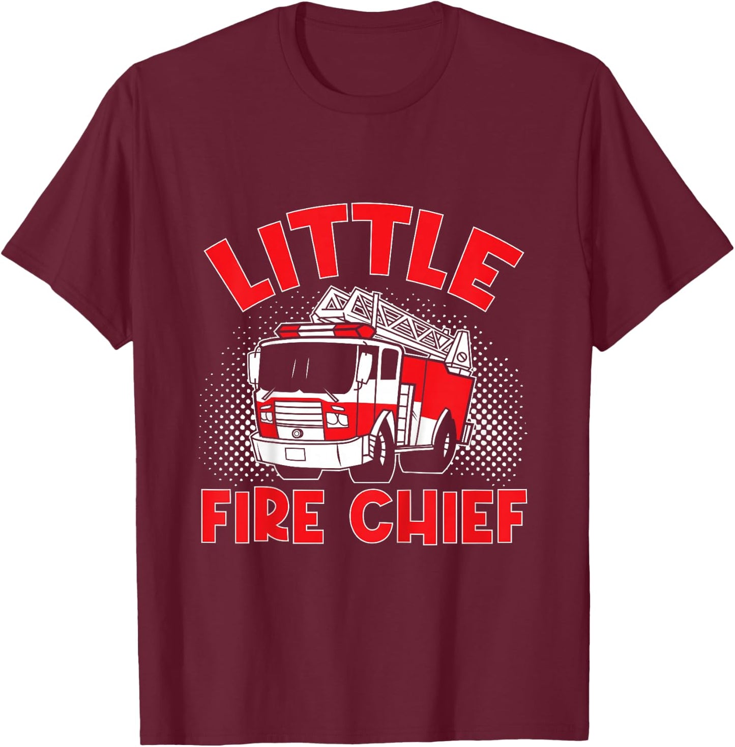Fire Truck Kids Firefighter Little Fire Chief T-Shirt - T-Shirt | Maroon