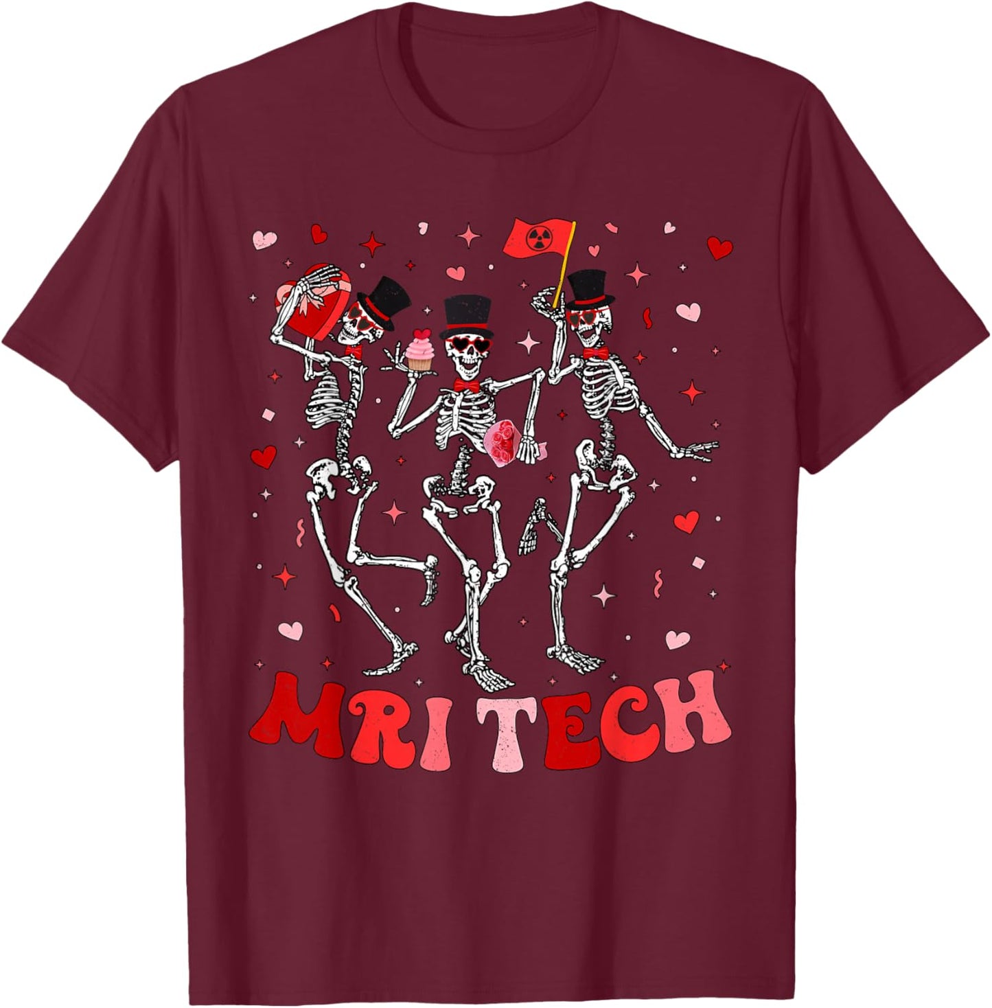 Skeleton MRI Radiology MRI Technologist MRI Tech Valentines T-Shirt - T-Shirt | Maroon