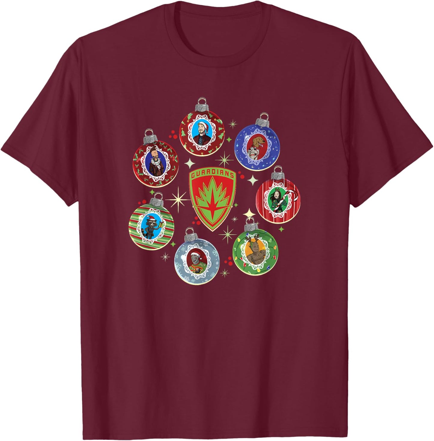 Marvel Guardians of the Galaxy Holiday Special Ornamental T-Shirt - T-Shirt | Maroon