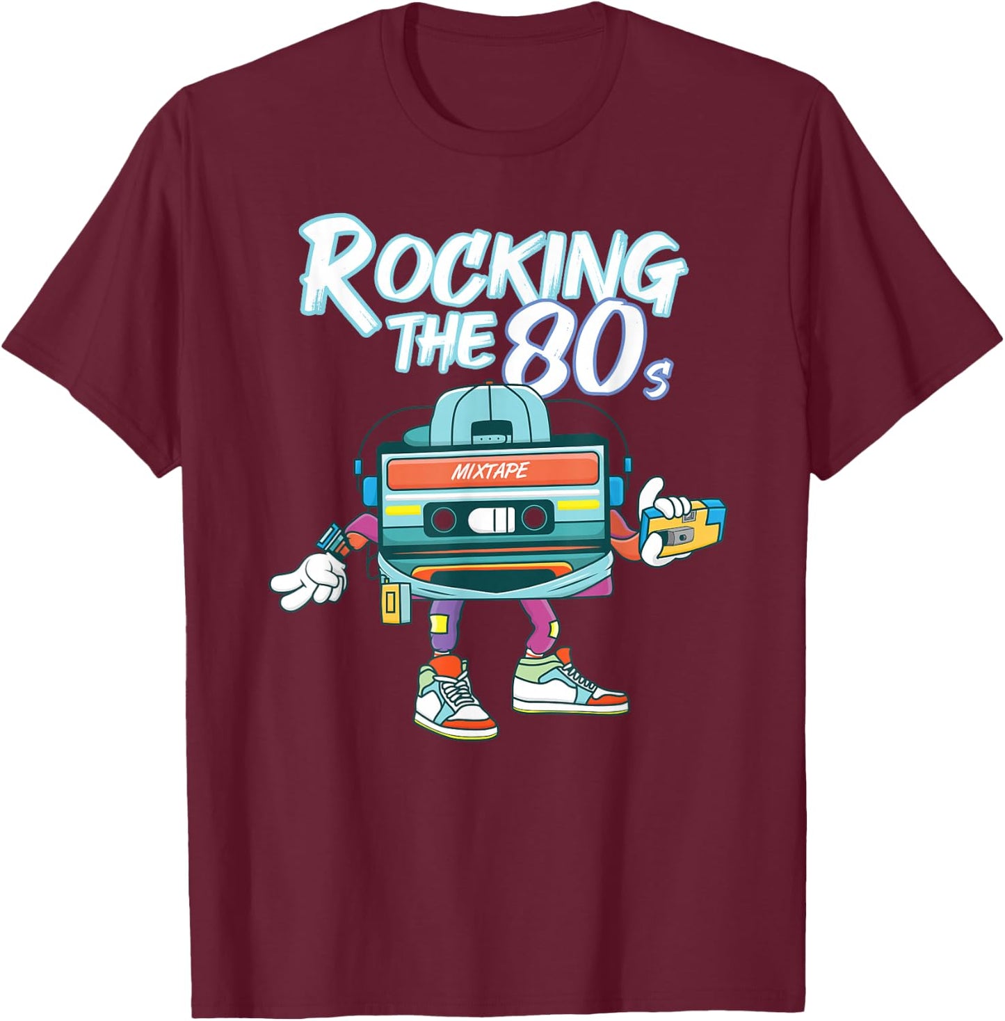 Retro 80s Rocking The 80s Mixtape Vintage Classic 1980s T-Shirt - T-Shirt | Maroon