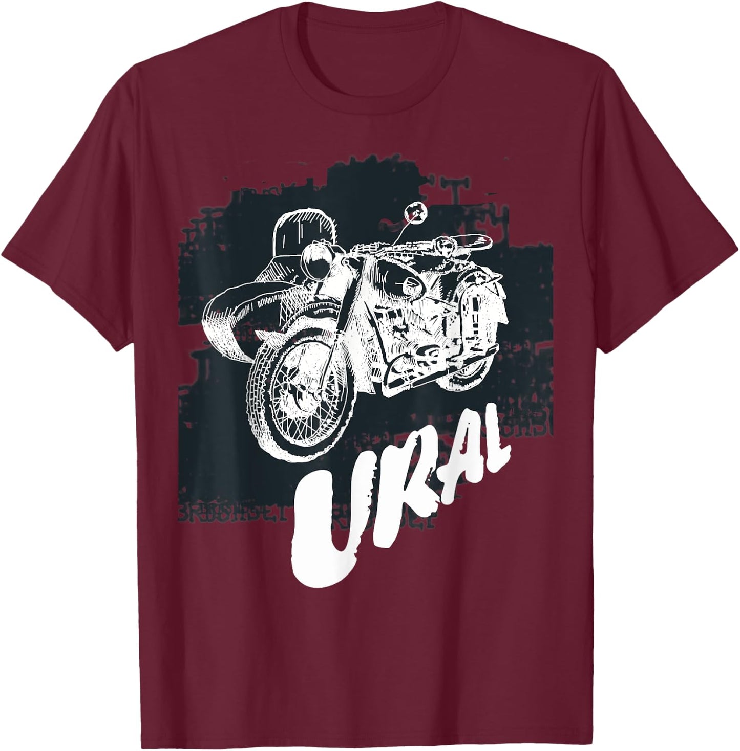 Retro Motorcycle Ural - Vintage Sidecar Motorbike T-Shirt - T-Shirt | Maroon