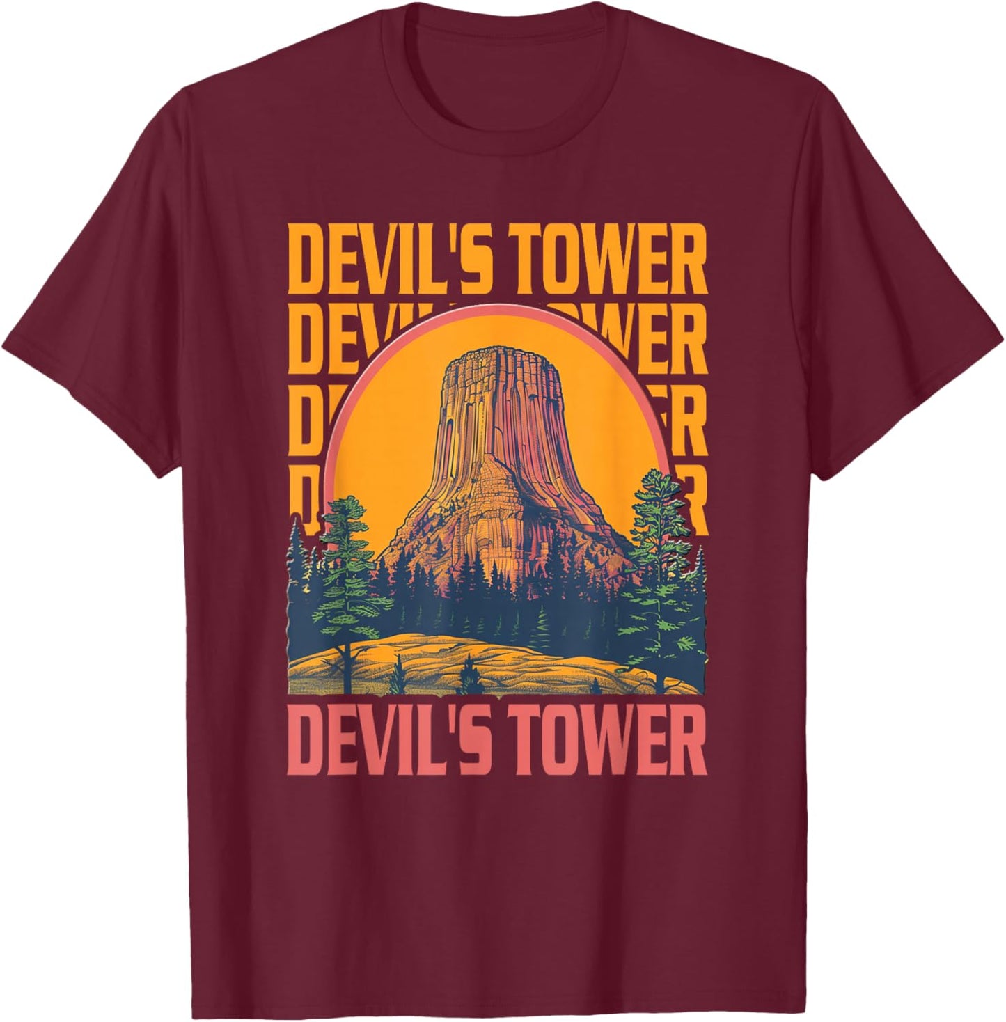 Devils Tower - Devils Tower T-Shirt - T-Shirt | Maroon