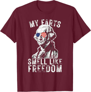 My Farts Smell Like Freedom Funny July 4th George Washington Women Men T-Shirt - T-Shirt | Maroon