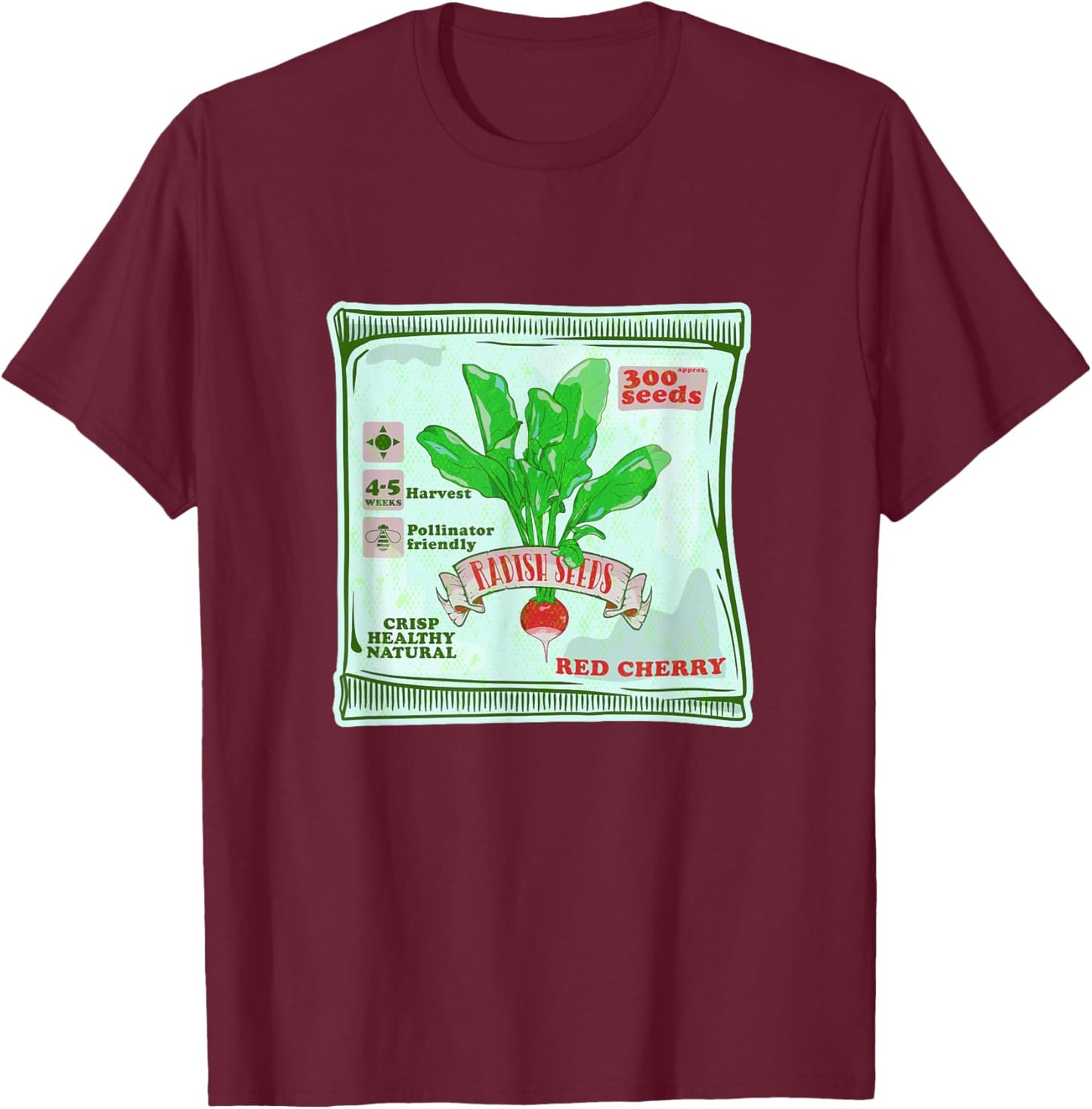 Radish seeds packet growing vegetables T-Shirt - T-Shirt | Maroon