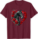 My Horse Is My Valentine A Black Horse with Roses and Hearts T-Shirt - T-Shirt | Maroon