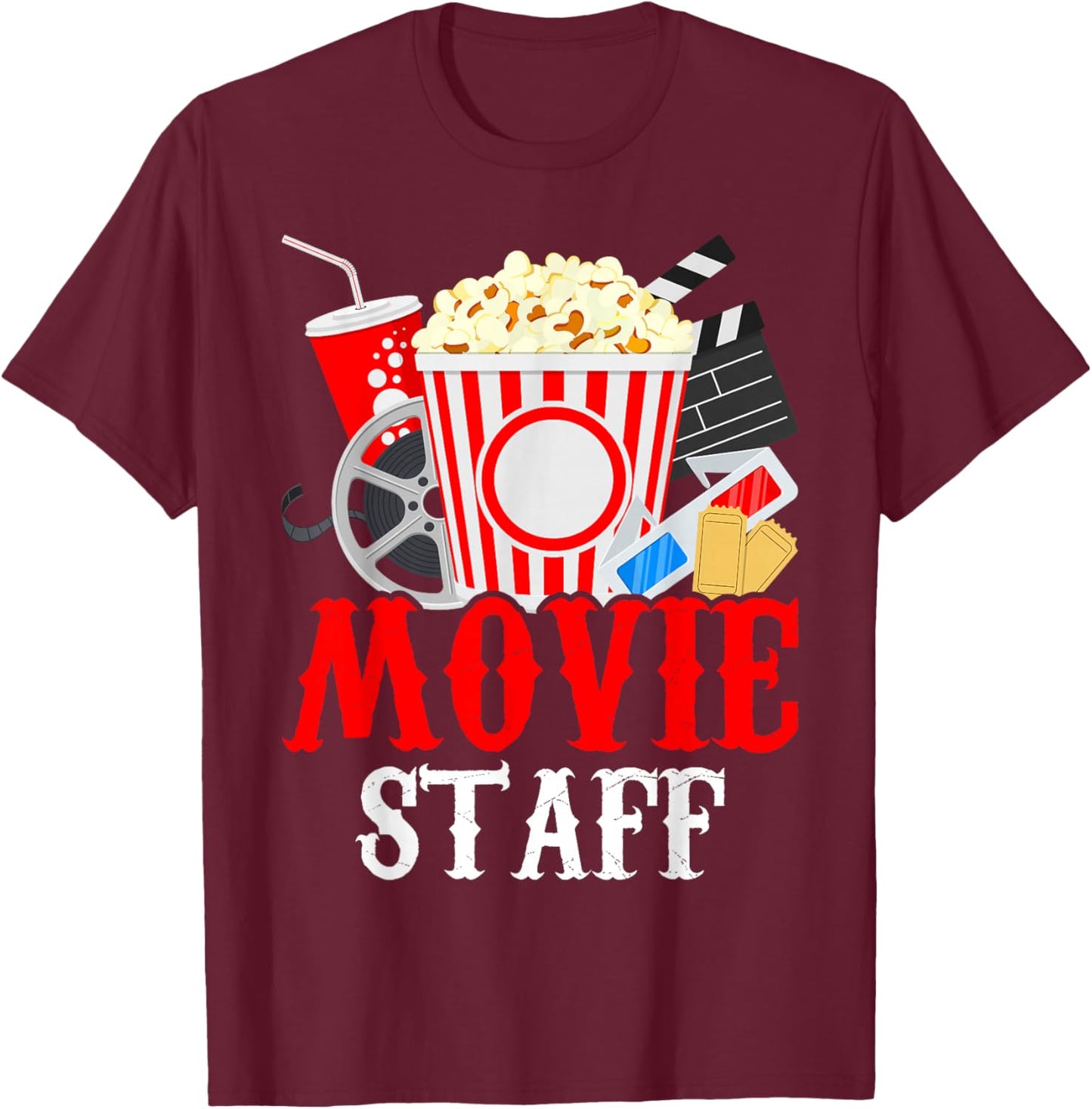Movie Party Movie Night Movie Birthday T-Shirt - T-Shirt | Maroon