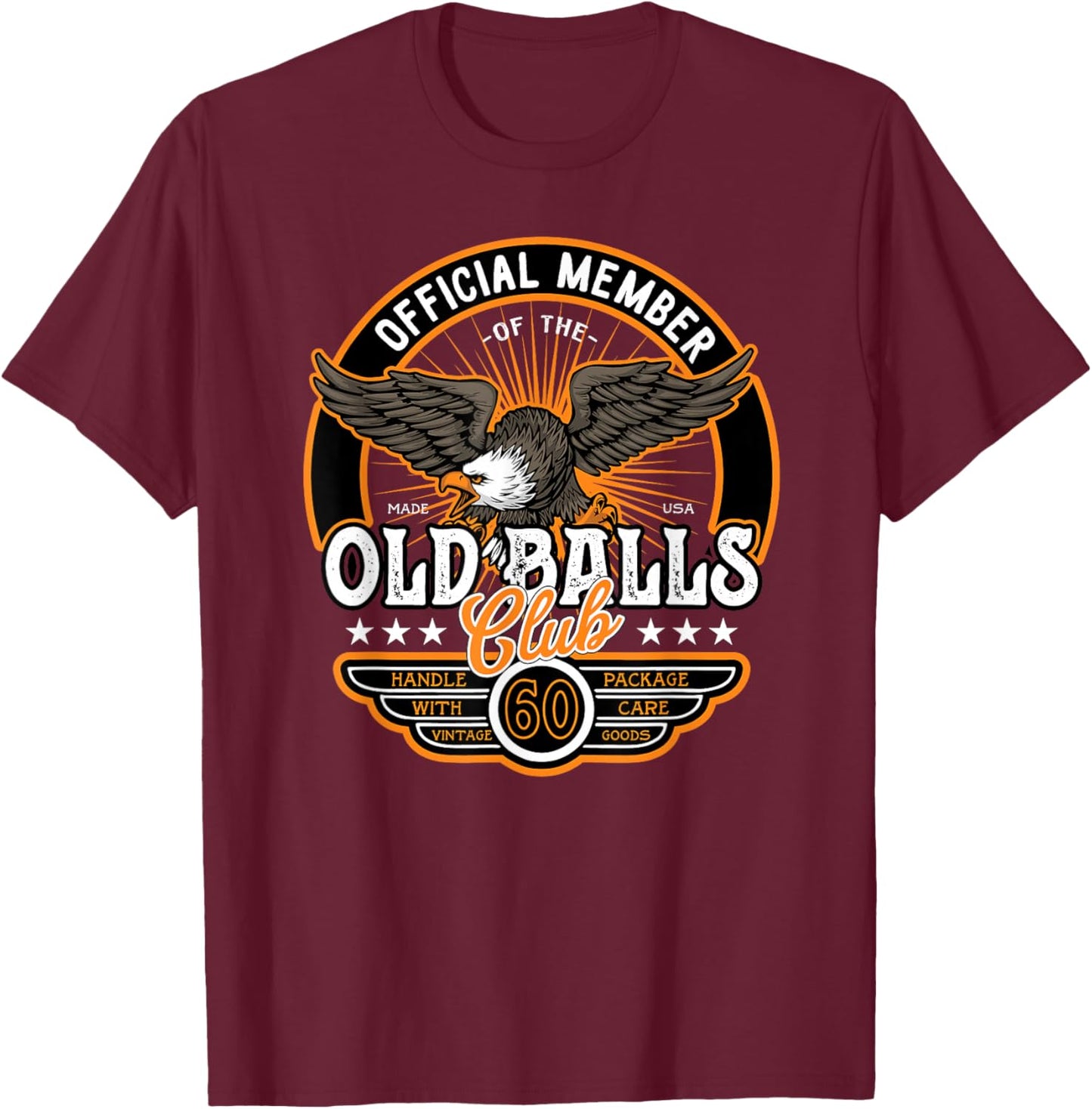 Vintage 60th Birthday Old Balls Club 60 's 60th T-Shirt - T-Shirt | Maroon