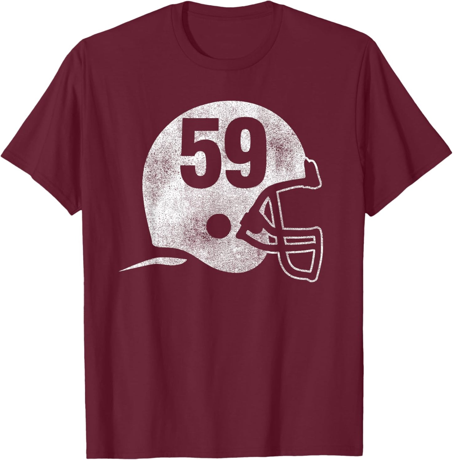 Vintage Football Helmet Player Number 59 T-Shirt - T-Shirt | Maroon