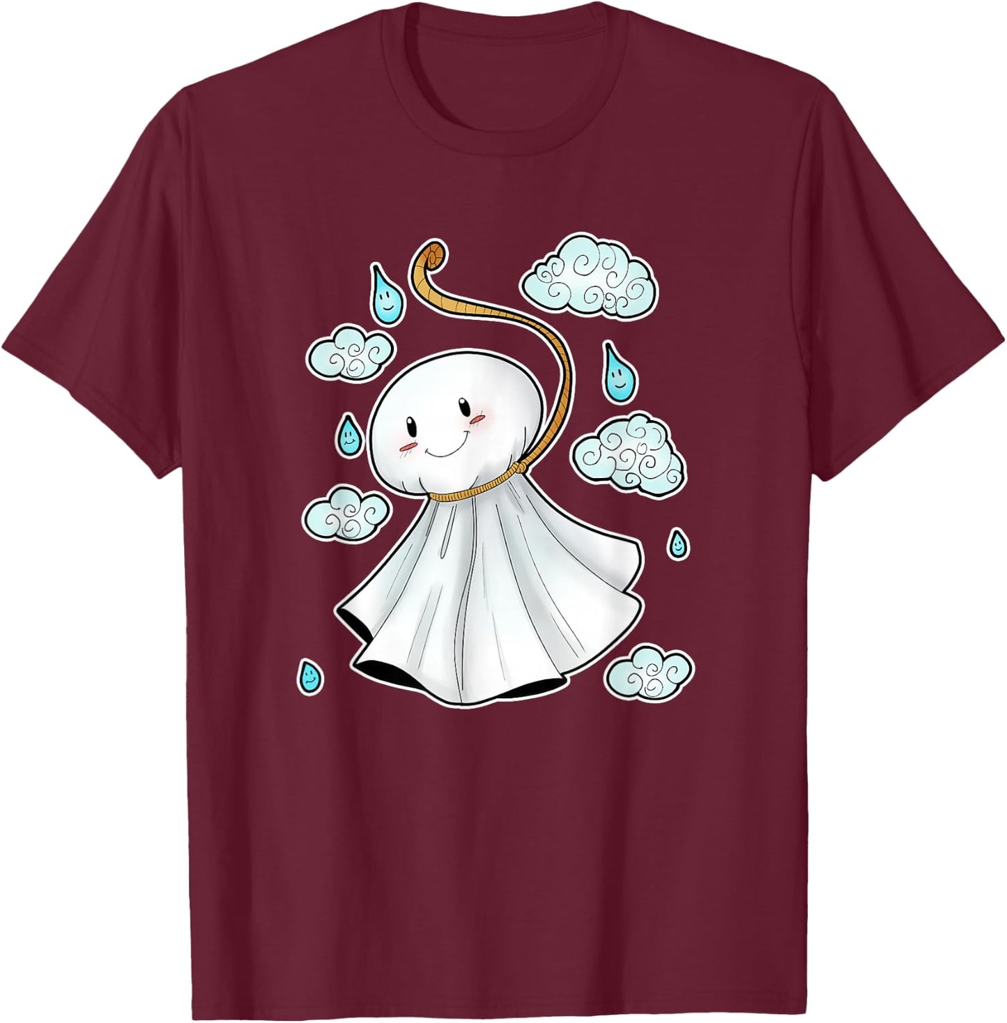 Kawaii Cute Japanese Amulet Teru Teru Bozu T-Shirt - T-Shirt | Maroon