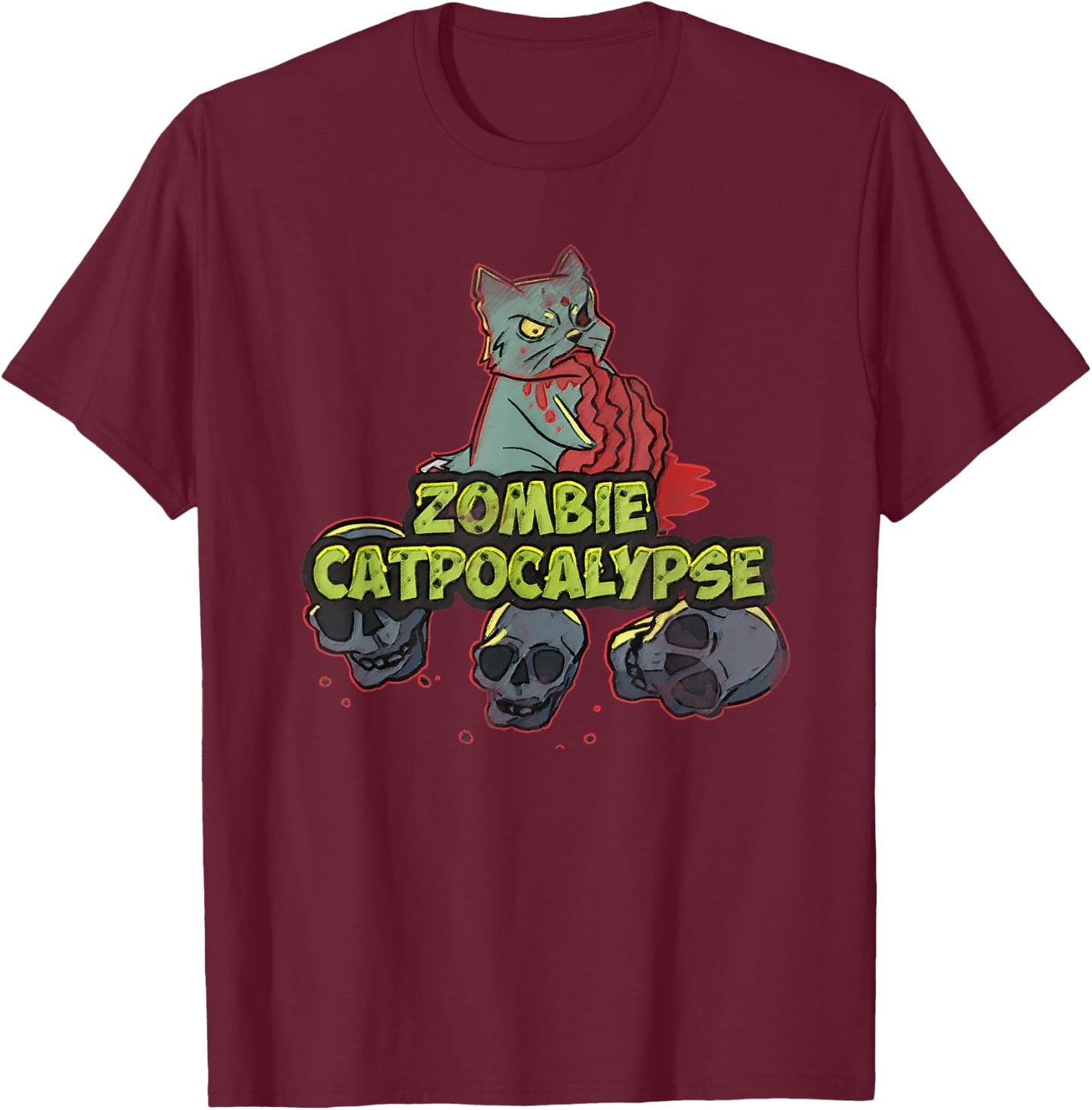 Halloween Zombie Cat Apocalypse Funny Kitty Lover Party Women T-Shirt - T-Shirt | Maroon