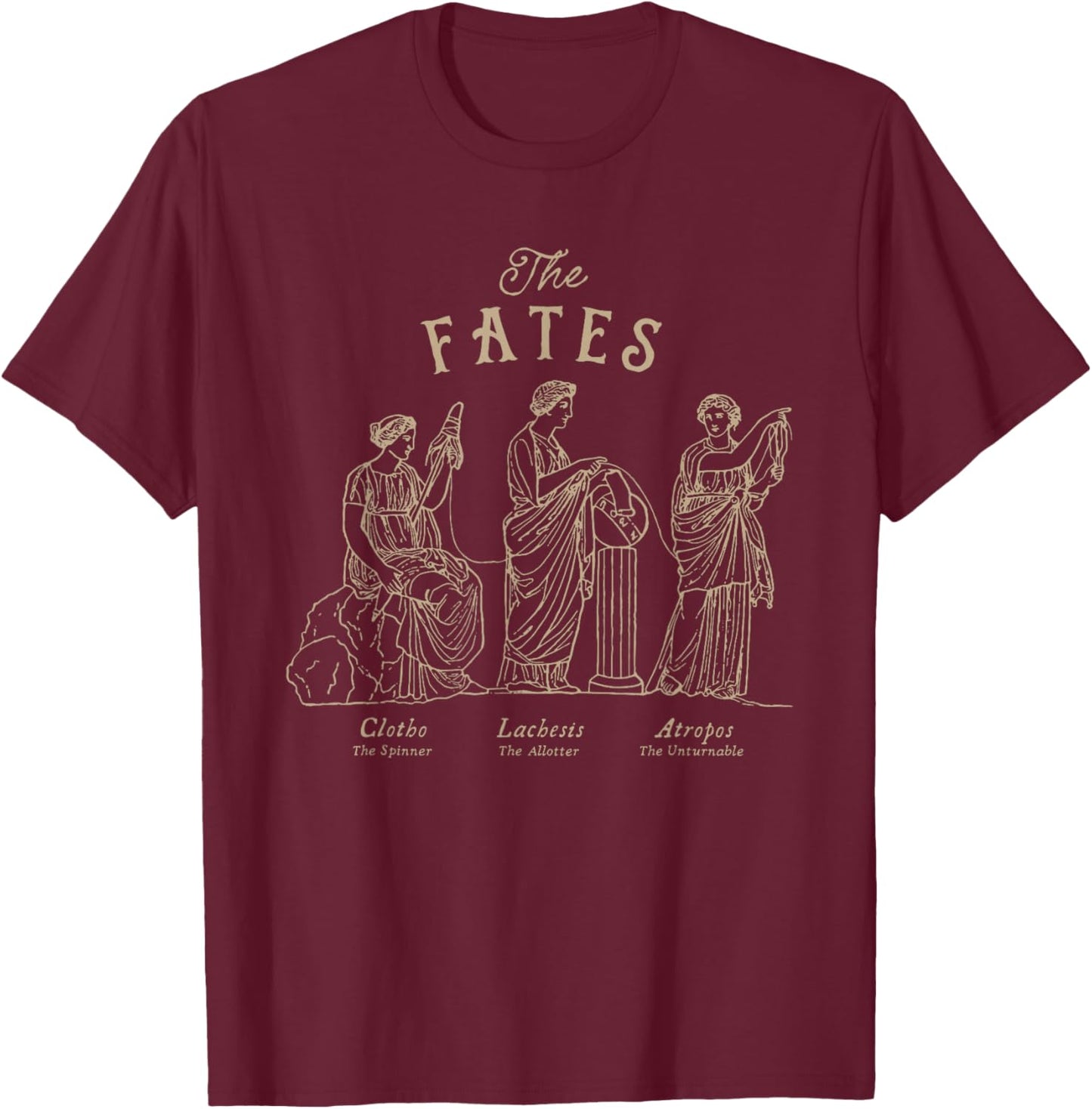 The Fates | Greek Mythology | Dark Academia | The Moirai T-Shirt - T-Shirt | Maroon