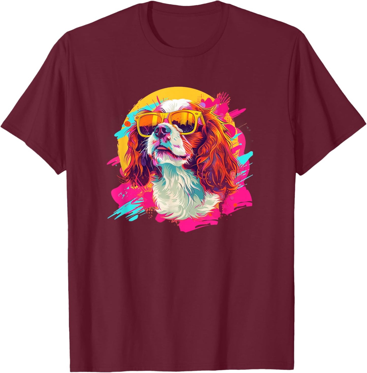 Kid Funny Retro Vintage 80s 90s Cavalier Dog Mom T-Shirt - T-Shirt | Maroon