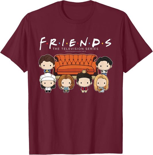 Kids Friends Chibi Couch Crew T-Shirt - T-Shirt | Maroon