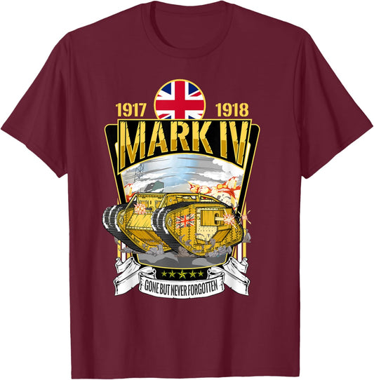 Vintage World War 1 British Tank Mark IV Male WW1 gift T-Shirt - T-Shirt | Maroon