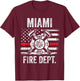 Miami Florida Fire Department Thin Red Line Fireman T-Shirt - T-Shirt | Maroon