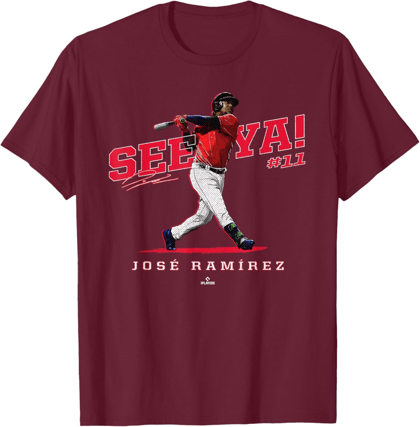See Ya! Jose Ramirez Cleveland MLBPA T-Shirt - T-Shirt | Maroon