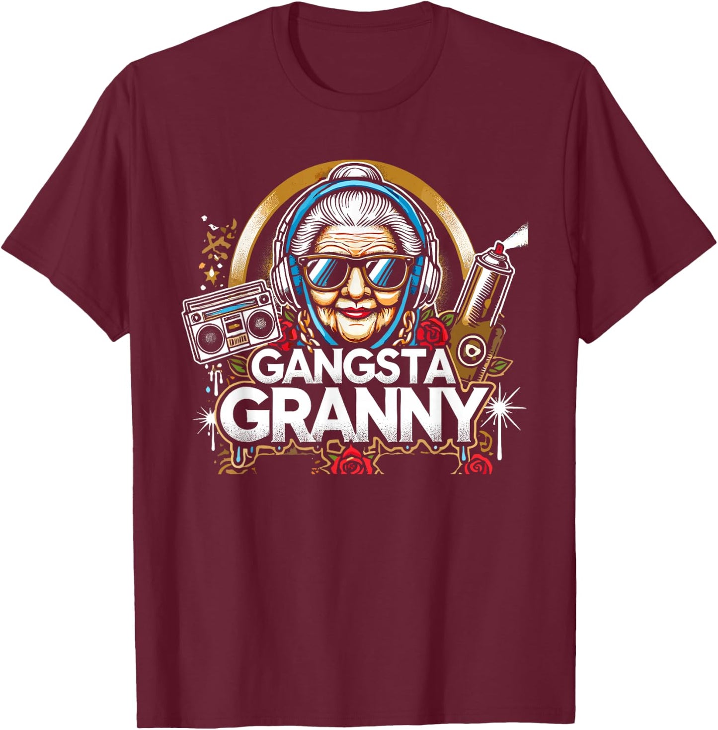 Emo Gangsta Granny Gangster Grandmother Grandma Grammy T-Shirt - T-Shirt | Maroon