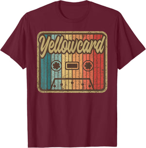 Cassette Yellow Card Vintage Music 2000s Rock T-Shirt - T-Shirt | Maroon
