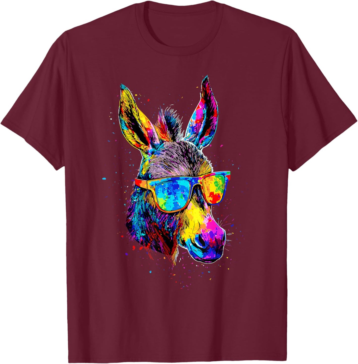 Donkey Colorful Popart Colors Donkey House Donkey Riding T-Shirt - T-Shirt | Maroon
