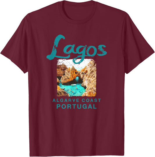 Lagos Portugal Algarve Coast Vintage Portuguese T-Shirt - T-Shirt | Maroon
