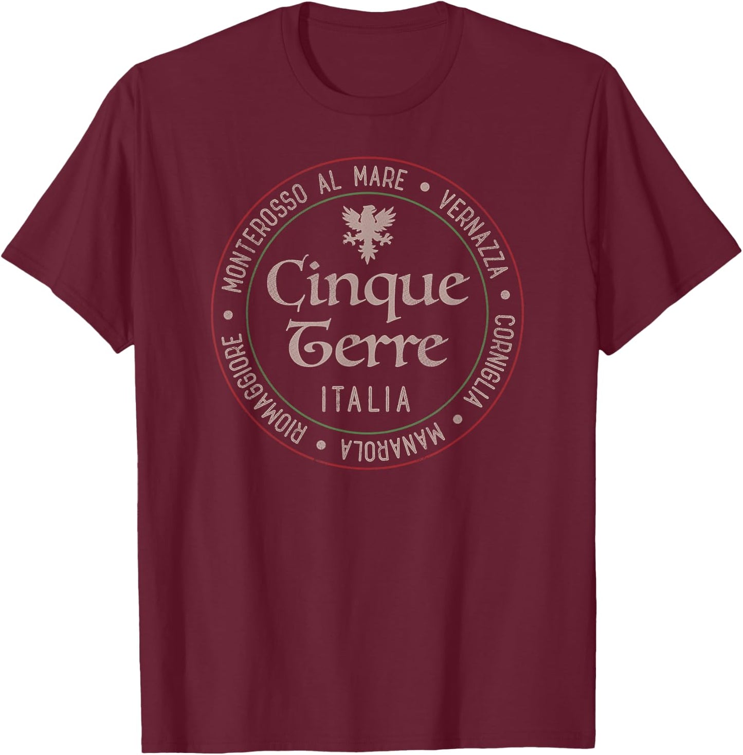 Cinque Terre Italia Gift Italian Mediterranean Travelers T-Shirt - T-Shirt | Maroon