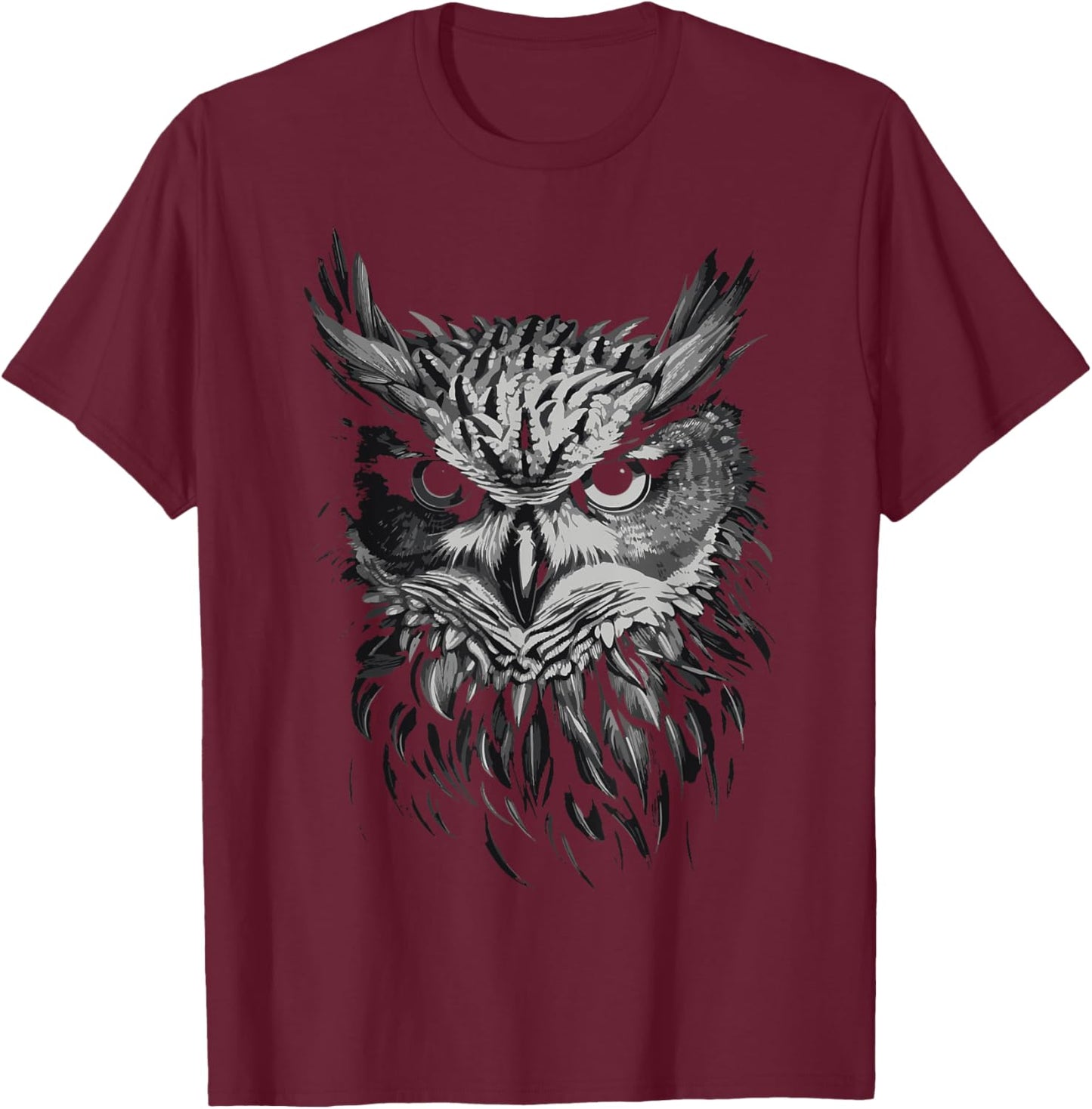 Vintage Owl Graphic T-Shirt - T-Shirt | Maroon