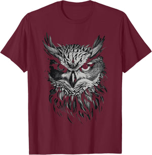 Vintage Owl Graphic T-Shirt - T-Shirt | Maroon