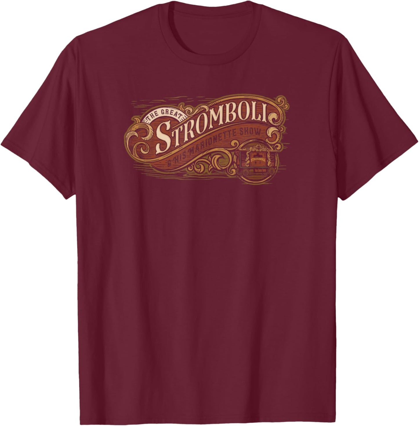 Disney Pinocchio Great Stromboli Show T-Shirt - T-Shirt | Maroon